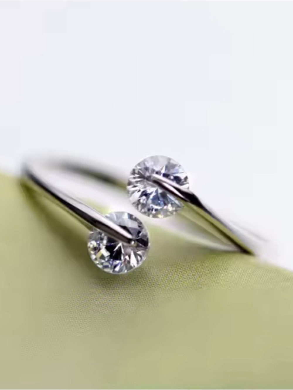 Italian Luxury Jewelry 925 Sterling Silver CZ Crystal Adjustable Ring NWOT